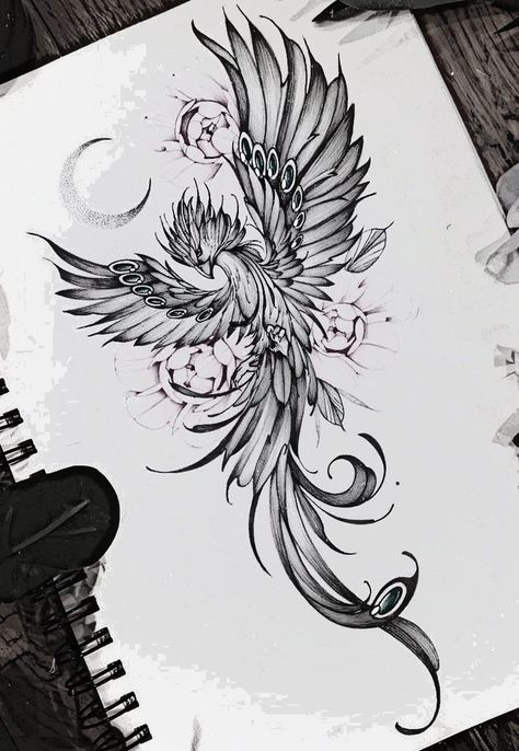 Phoenix Black And Grey Tattoo, Flying Phoenix Tattoo, Most Beautiful Tattoos, Crow Tattoos, Japanese Phoenix Tattoo, Swallow Tattoo Design, Shoulder Movement, Thumb Tattoos, Phönix Tattoo