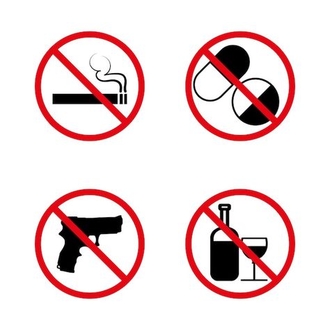 Vector vector no smoking no drugs no alc... | Premium Vector #Freepik #vector #stop #warning #danger #area Stop Alcohol, Premium Vector, Abc, Collage, Pins, Quick Saves