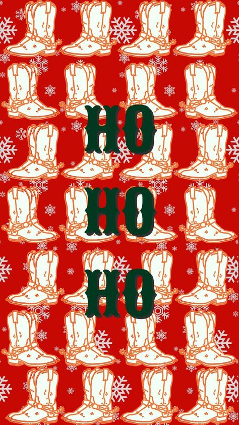 Ho Ho Ho, Cowgirl Boots, Trendy Western Aesthetic, iPhone Wallpapers, Cute, Christmas, Winter, Green, Red, White, Pink, Santa Hat Southern Christmas Wallpaper, Western Christmas Wallpaper Iphone, Christmas Wallpaper Western, Christmas Western Wallpaper, Country Christmas Wallpaper Iphone, Cowboy Christmas Wallpaper, Rustic Christmas Wallpaper Iphone, Country Christmas Wallpaper, Country Christmas Aesthetic