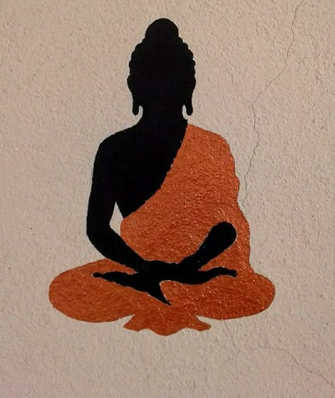 Budda Drawings, Bhuda Paintings, Buddha Rangoli, Bhudha Pics Painting Easy, Budha Painting Black Background, Buddha Painting On Wall, Gautam Buddha Painting Simple, Buddha Wall Painting, Lord Buddha Canvas Painting