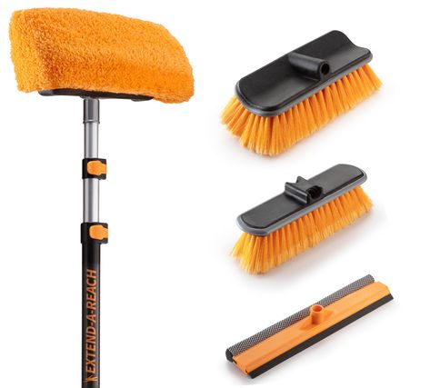 PRICES MAY VARY. TO INFINITY AND BEYOND - 5 Piece ALL-INCLUSIVE vinyl cleaning brush set gives you up to 20 feet of reach, making all of your hard-to-reach tasks super easy. This set includes a 12-foot extra-thick aluminum telsecopic pole, 3 brush attachments for all surfaces and a window cleaning squeegee. If your home has high gutters and house sidings, floor-to-ceiling windows, or other difficult-to-clean areas, our Extend-A-Reach cleaning kit is the ultimate answer for a tidy home environmen Clean Siding, Cleaning Vinyl Siding, Window Washing, Window Cleaning Tools, Window Squeegee, Washing Windows, Telescopic Pole, Car Washing, Cleaning Gutters