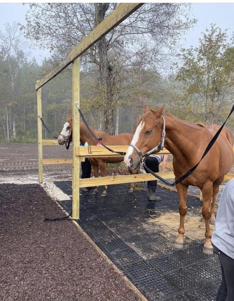 Horse Stable Landscaping, Diy Horse Paddock, Horse Tack Up Area, Horse Turnout Ideas, Horse Set Up, Horse Grooming Stall, Horse Property Ideas, Horse Paddock Ideas, Horse Barn Hacks