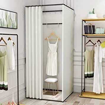 JMCAJIE Fitting Room with Shading Curtain, Portable Square Dressing Room,Removable Fitting Room, Foldable Mall Simple Changing Room and Display Rack,Easy to Assemble and Disassemble Privacy Tent Tailor Shop Interior, Tailoring Shop Interior Design, Tailor Room, Simple Dressing Room, Temporary Room Dividers, Dream Boutique, Privacy Partition, Divider Curtain, Simple Dressing