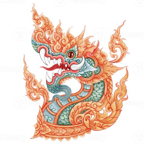 Phaya Naga, Thai Dragon, Amazing Tattoos, Spiritual Artwork, Thai Art, Dress Sewing Patterns, Free Png, Laos, Doodle Art