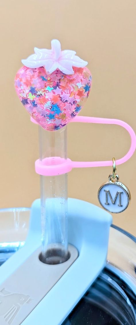 Personalized Initial Glitter Strawberry Stanley Straw Topper Cover Supply Kawaii Fruit Tumbler Straw Cap Water Bottle Charm Strawberry Girl - Etsy Corporate Appreciation Gifts, Stanley Toppers, Tumbler Accessories, Realtor Client Gifts, Strawberry Girl, Kawaii Fruit, Holiday Hostess Gifts, Accessories Aesthetic, Wreath Home Decor