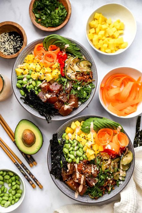 Poke Bowl Recipe, Pressure Cooker Rice, Poke Bowls, Grilled Peppers, Sushi Bowl, Best Appetizer Recipes, Spicy Mayo, Poke Bowl, Buddha Bowl