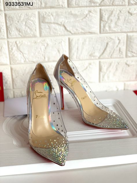 Christian louboutin CL woman red bottom high heels crystal stones pumps laser silver backside Princess Bride Wedding, Hp Wedding, Reception Lighting, Red Bottom High Heels, Morgan Stewart, Wedding Reception Lighting, Red Bottom Heels, Red Jordans, Florida Trip