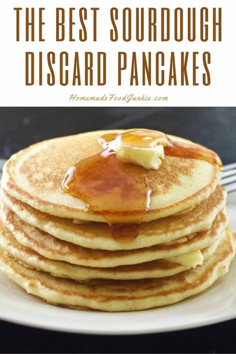 The Best Sourdough Discard Pancakes-Pin Image Sourdough Discard Pancakes, Using Sourdough Starter, Discard Pancakes, Sourdough Breakfast, Sourdough Pancakes Recipe, Chocolate Chip Pancakes Recipe, Discard Recipe, Doughnuts Recipe, How To Cook Pancakes