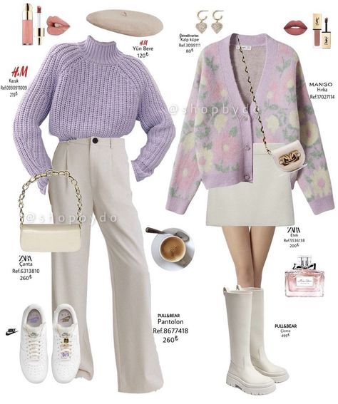 Lavender Outfits, Purple Outfit, Beige Outfit, Purple Outfits, Korean Girl Fashion, Stylish Work Outfits, Fashion Images, Fashion Gallery, Kpop Fashion Outfits