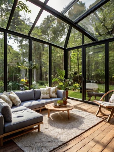 Top 10 Modern Sunroom Ideas: How to Design a Bright and Inviting Living Space - Homezillo Sunroom On A Budget, Diy Sunroom On A Budget, Sunroom Curtain Ideas, Enclosed Sunroom Ideas, Sunroom Dining Room Ideas, Modern Sunroom Ideas, Sunroom Office Ideas, Plant Sunroom, Diy Sunroom