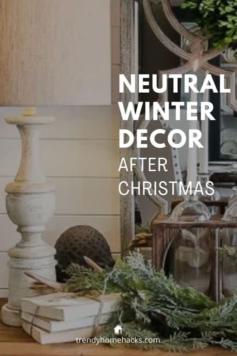 If you are wondering how to decorate after Christmas decorations come down, head over to the blog post to find inspirations and ideas to include in your own cozy winter home decor. #winterdecor Transition Christmas To Winter Decor, Winter Hearth Decor, After Holiday Decorating Ideas, Decoration After Christmas, Cozy Winter Living Room Decor Ideas, Snowflake Winter Decor, January And February Decor, Decorating In January Ideas, How To Decorate For January