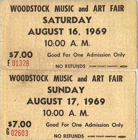 Woodstock Concert, Ali Michael, Woodstock Music, Woodstock 1969, Woodstock Festival, Concert Ticket, Chuck Norris, Anniversary Photos, Concert Tickets