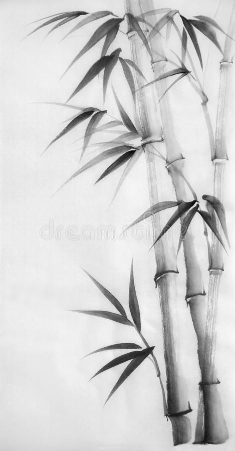 Black And White Bamboo Painting, Bamboo Tattoo Ideas Design, Chinese Bamboo Painting Ink Art, Bamboo Leaf Illustration, Bamboo Pencil Drawing, Bamboo Sleeve Tattoo, Bamboo Leaf Tattoo, Bamboo Drawing Sketch, Asian Inspired Art