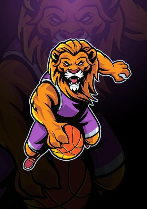 Lion Basketball Mascot Logo Logo Basket, College Basket, Basketball Mascot, Basketball Logo Design, Basketball Ideas, Lion Mascot, Caracter Design, Magic Land, Arte 8 Bits