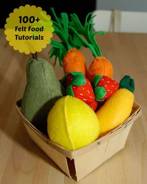 How To Make Felt Food: List of Free Tutorials | Apartment Therapy Felt Food Patterns Free, Thrifty Crafts, Felt Food Diy, Felt Food Patterns, Felt Cupcakes, Felt Fruit, Felt Play Food, Food Patterns, Toy Food