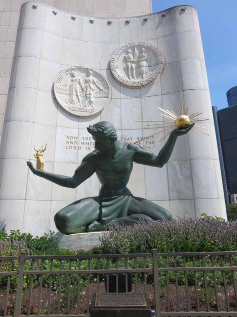 Destination of the Week: Detroit, MI Spirit of Detroit https://detroithistorical.org/learn/encyclopedia-of-detroit/spirit-detroit Spirit Of Detroit, Detroit Cars, Detroit Art Deco, Vintage Detroit, Detroit Graffiti Street Art, Detroit Art, Travel And Tourism, All Saints, Human Figure