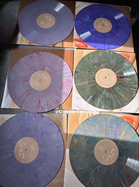 Some of my collection of Happier than ever multicolour recycled #billieeilish #vinyls #happierthanever Billie Eilish Record, Evermore Vinyl, Happier Than Ever Vinyl, Taylor Swift Vinyl Collection, Evermore Vinyl Aesthetic, Vinyl Aesthetic, Vinyl Cd, Guitar Songs, 16th Birthday