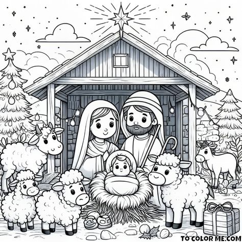 Nativity Coloring Pages Printables Free, Nativity Scene Coloring Pages, Christian Christmas Coloring Pages, Jesus And Christmas, Nativity Printables, Lds Christmas, Bible Coloring Sheets, Nativity Coloring Pages, Christmas Coloring Page