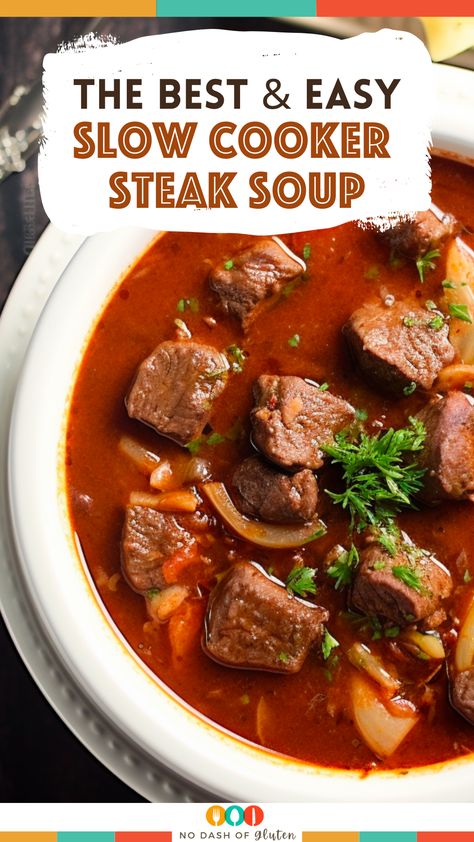 Slow Cooker Steak Soup With Noodles, Sirloin Soup Recipe, Crock Pot Steak Soup, Steak Soup Recipes Crock Pots, Sirloin Steak Soup Recipes, Soup With Steak In It, Slow Cooker Steak Soup, Steak Soup Crockpot, Steak Soups