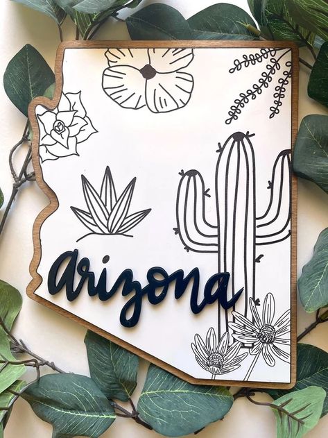 HillaryJDesignStudio - Etsy Arizona House Decor, Cricut Room Decor, Arizona Home Decor, Arizona Sign, Cricut Wall Art, Cricut Wall Decor, Last Name Wall Decor, Map Of Arizona, Arizona Decor