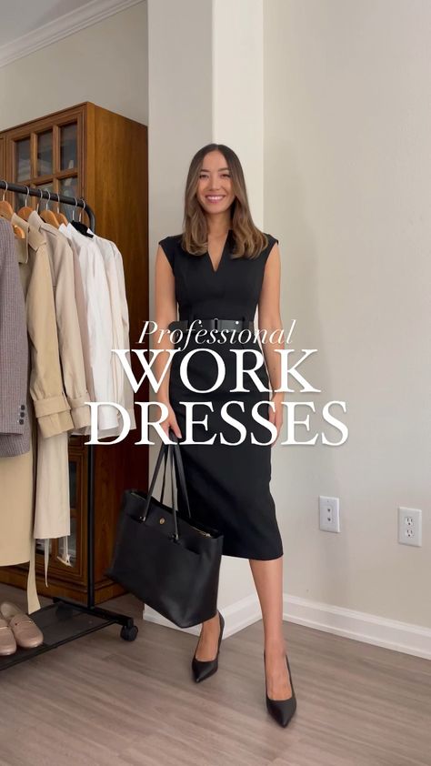 Black Dress For Work, Sneakers Outfit Casual, Business Dress Women, Karen Millen Dress, Corporate Dress, Smart Casual Dress, Business Attire Women, Spring Outfits Dresses, Business Skirt