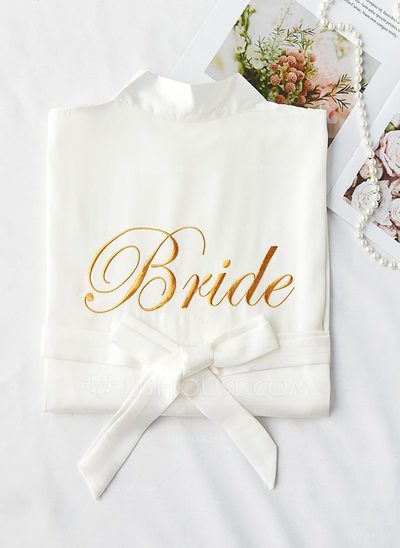 Charmeuse Bride Embroidered Robes (248203057) - Robes - JJ's House Bridesmaid Stuff, Bridal Dressing Gown, Silk Bridesmaid Robes, Bridesmaid Robes Floral, Flower Kimono, Embroidered Robes, Bath Robes For Women, Wedding Kimono, Red Bridesmaids