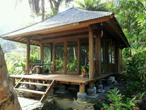 Friday Fun: Tucked Away Cabins | findingtimetowrite | Bloglovin’ #Minimalista Japanese Tea House, Bahay Kubo, Eco Homes, Bali House, Friday Fun, Cool Tree Houses, Bamboo House, Tropical House, Tiny House Cabin