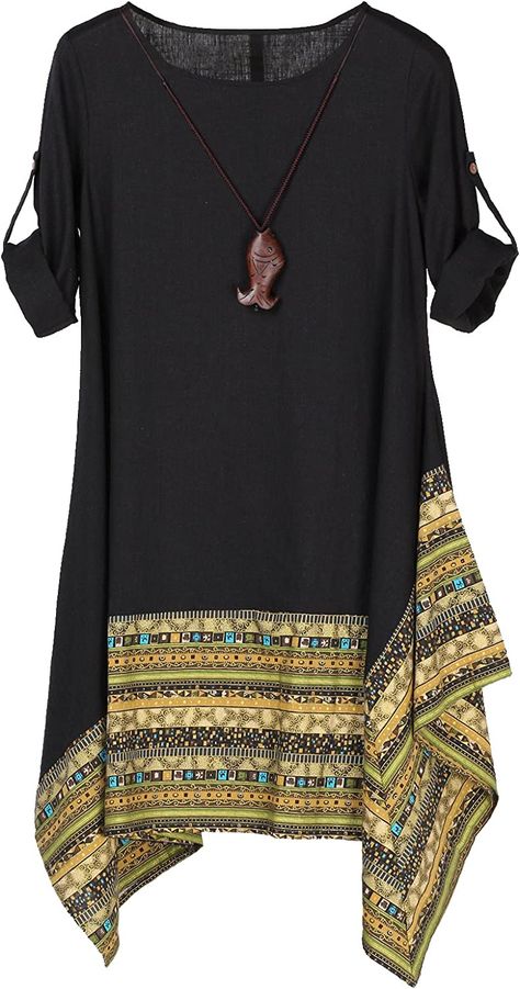 Vogstyle Women's Summer Cotton Linen Short Sleeve Tee Shirt Dress Irregular Hem Tunic Long Sleeve Black XXL : Amazon.co.uk: Clothing Dress Online Shopping, Linen Tunic Tops, Linen Short Sleeve, Simple Pakistani Dresses, Women's Sleepwear, Uk Clothing, Tee Shirt Dress, Irregular Hem, Linen Short