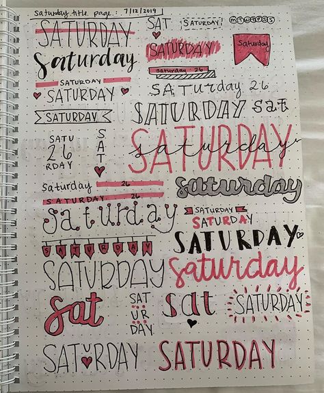 Red Bujo Theme, Red Journal Ideas, Saturday Calligraphy, Saturday Lettering, High School Prep, Journal Headers, Chalkboard Cards, Bullet Journal Lists, Bullet Journal Headers