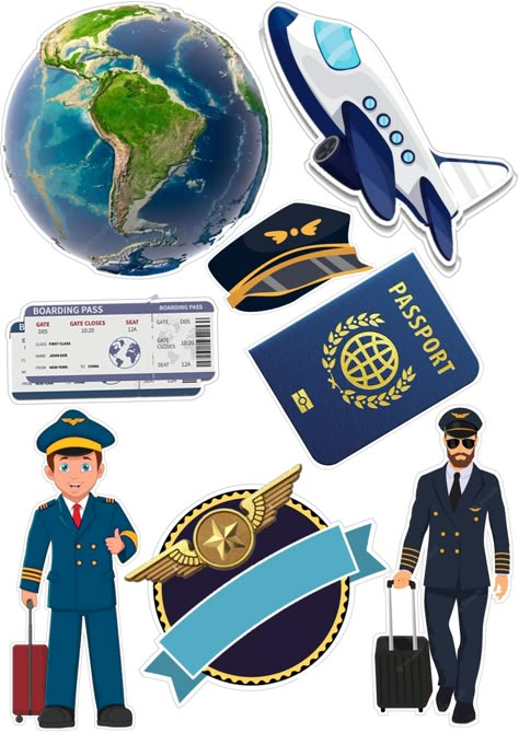 Pilot Theme Cake Topper Printable, Pilot Cake Topper Printable, Airplane Sticker, Pilot Party, Plane Pilot, Airplane Cake, Airplane Crafts, Travel Cake, Kitty Party Games