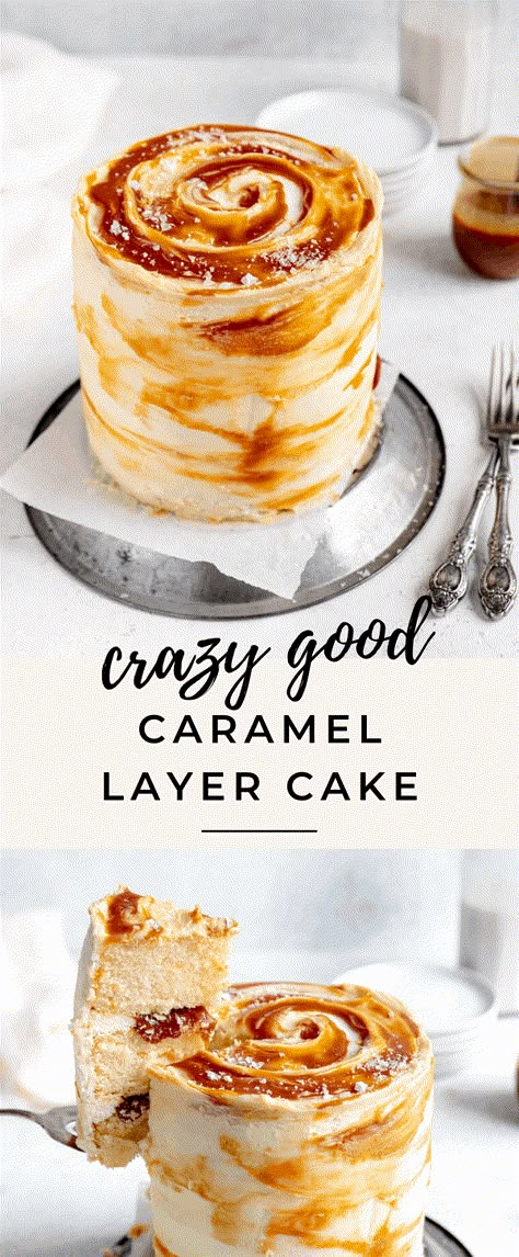 This decadent caramel cake is moist, buttery and full of caramel flavor! Made with homemade caramel, the best vanilla cake ever and a fluffy vanilla buttercream swirled with caramel sauce, you'll love this caramel layer cake! Caramel Cake Decoration, Fluffy Vanilla Buttercream, The Best Vanilla Cake, Caramel Layer Cake, Best Vanilla Cake, Southern Caramel Cake, Caramel Cake Recipe, Butterscotch Cake, Salted Caramel Cake