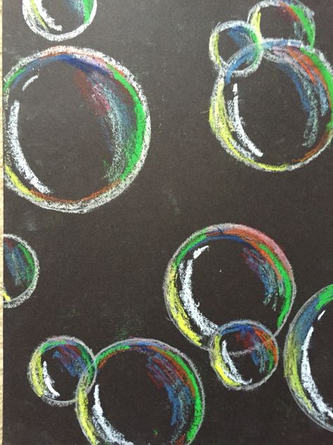 Bubbles using oil pastel                                                                                                                                                     More Oil Pastel Bubbles, Oil Pastel Color Combinations, Simple Pastel Art, Oil Pastel Simple, Oil Pastel Artwork Easy, Simple Oil Pastel Art, Pastel Colour Art, Oil Pastel Art Ideas Inspiration, Color Wheel Art