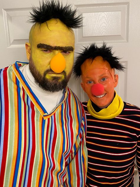 Silly Couple Halloween Costumes, Diy Bert And Ernie Costume, Funny One Person Halloween Costume, Bert And Ernie Halloween Costume, Ernie And Burt Costume, Bert And Ernie Costume, Ernie And Bert, Ernie Und Bert, Halloween Costumes You Can Make