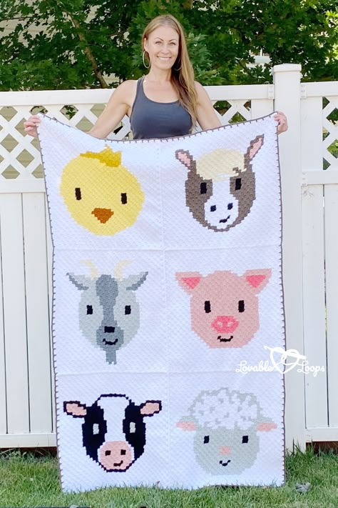 Crochet Basic Stitches, Crochet Blanket C2c, Corner 2 Corner, Farm Blankets, Crochet Farm, Crochet Farm Animals, Crochet Graphgan, C2c Patterns, C2c Crochet Pattern Free