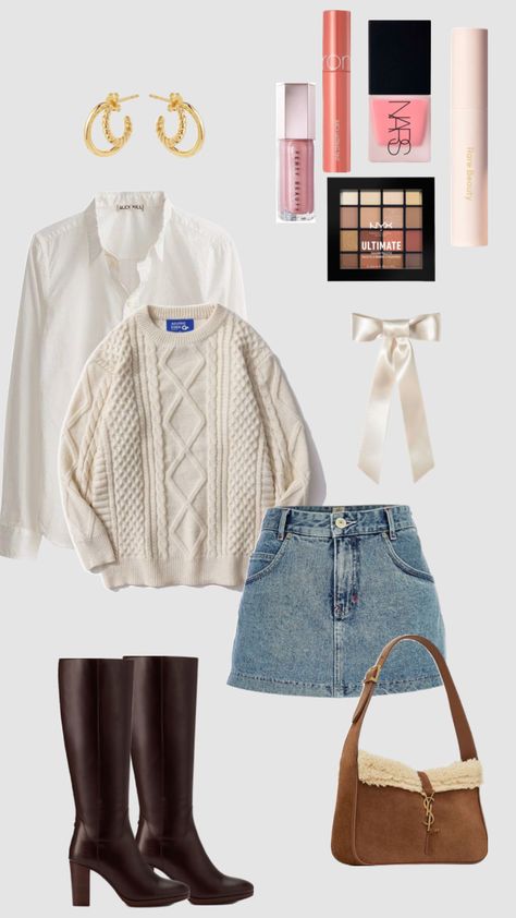 Thanksgiving outfit #beauty #outfitinspo #asianbeauty #makeup #fall #falloutfit #fallfit #fallaesthetic Thanksgiving Skirt Outfit, Fall Outfits Thanksgiving, Dinner Outfit Date Night, Outfit Denim Skirt, Dinner Outfit Fall, Outfit Denim, Gossip Girl Outfits, Cute Thanksgiving Outfits, Thanksgiving Fashion