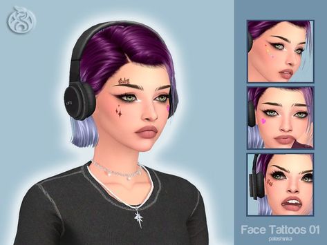 I made my first tattoo set! Free to download ;) #TheSims4 #sims #simscc #Thesims4customcontent #customcontent #TS4 #tattoo #simstattoo #tattoos #simstattoos #thesims4tattoo #thesims4tattoos Sims Face Tattoo, Sims 4 Cc Face Tattoos, Cute Face Tattoos, Sims 4 Cc Face, Sims Face, Sims 4 Tattoos, Face Tattoos, Cute Face, Face Tattoo