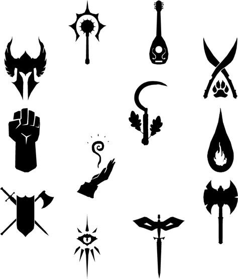 Dungeons And Dragons Symbols, Dnd Class Icons, Dnd Class Symbols, Travel Baby Shower Theme, Dungeon Master Screen, D D Classes, Dragon Icon, Dnd Classes, Different Races