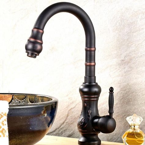 Free Shipping kitchen faucet antique 360 degree swivel kitchen sink Faucet Mixer kitchen vanity faucet luxury water tap 1900 Kitchen, Black And Copper Kitchen, Antique Brass Kitchen Faucet, Copper Kitchen Faucets, Oil Rubbed Bronze Kitchen, Rubbed Bronze Kitchen, Antique Brass Kitchen, Bar Farmhouse, Brass Kitchen Faucet