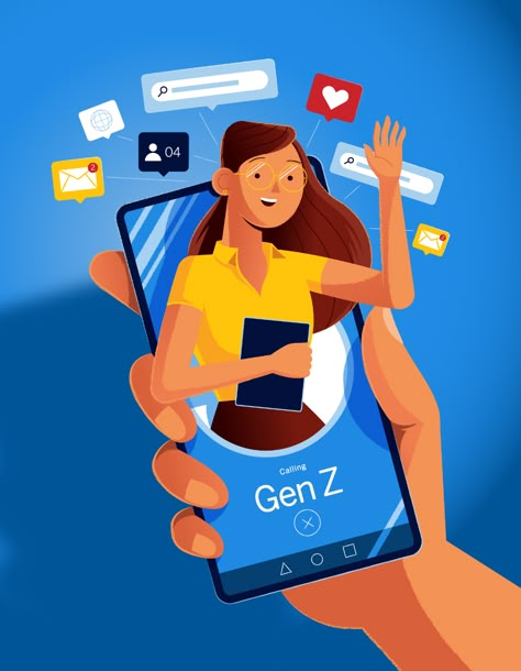 Gen Z Poster, Gen Z Graphic Design, Gen Z Social Media, Gen Z Art, Gen Z Design, Iphone Illustration, Promotion Illustration, Z Generation, Generation Z