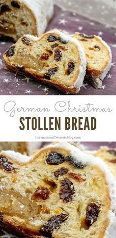 German Raisin Bread, Stollen Bread Recipe, German Sweet Bread, German Stollen Recipe Christmas, Christmas Sweet Bread Recipes, German Christmas Cake, Easy Christmas Bread, German Holiday Recipes, German Stollen Recipe