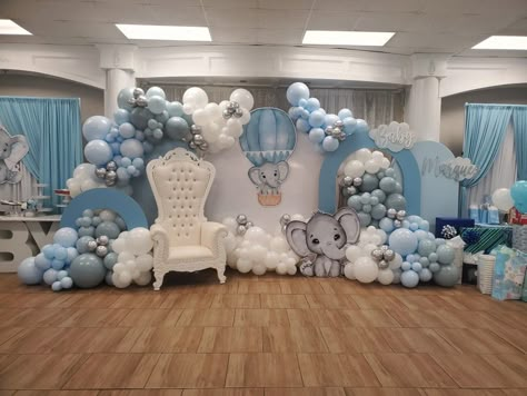 Baby shower Elephant Decorations Party, Elephant Baby Shower Theme Decorations, Elephant Boy Baby Shower Theme, Blue Theme Baby Shower Ideas, Baby Boy Elephant Shower Ideas, Boy Elephant Baby Shower Ideas, Blue Elephant Baby Shower Ideas, Baby Blue Baby Shower Ideas Boys, Boy Baby Shower Themes Unique