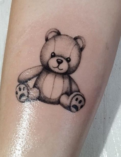 Teddy Bear Tattoo, Bear Tattoo Designs, Tattoos With Kids Names, Bear Tattoos, Tattoo For Son, Spine Tattoos For Women, Tattoo Flash Sheet, Bear Tattoo, Fairy Tattoo