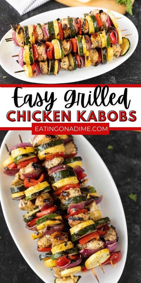 Skewers On The Grill Chicken, Chicken Kabobs On The Smoker, Chicken Kabobs On The Grill, Chicken Skewers Grilled, Kabobs Recipes, Kabobs On The Grill, Vegan Grill, Chicken Kabob Marinade, Chicken Shish Kabobs