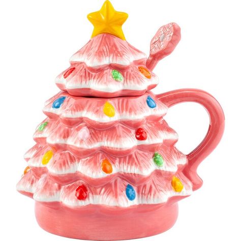 Discover the Lidded Nostalgic Tree Mug with Spoon, Pink from Mr. Christmas. Shop Nutcrackers & Accents and more from Maisonette's curated selection. Vintage Pink Christmas, Tree Mug, Ceramic Tree, 3d Christmas Tree, Mr Christmas, Christmas Tabletop Decor, Vintage Family, Christmas Tabletop, Green Mugs