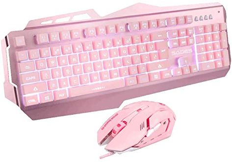 Kawaii Keyboard, Gaming Keyboard And Mouse, Penyimpanan Makeup, Computer Set, Gamer Room Decor, Video Game Room Design, Kawaii Stuff, Gaming Room Setup, Geek Gadgets