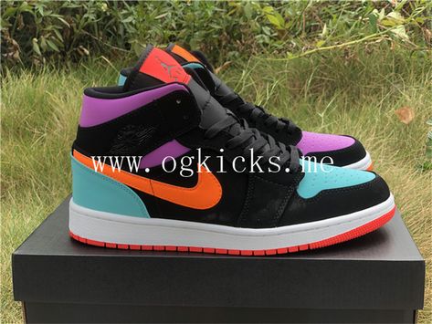 Nike Jordans Women, Af1 Mid, Air Jordan 1 Mid Black, Air Jordan 1 Mid Gs, Nike Sneakers Outfit, Nike Shoes Air Force, Colorful Sneakers, Jordan Shoes Girls, Men Nike