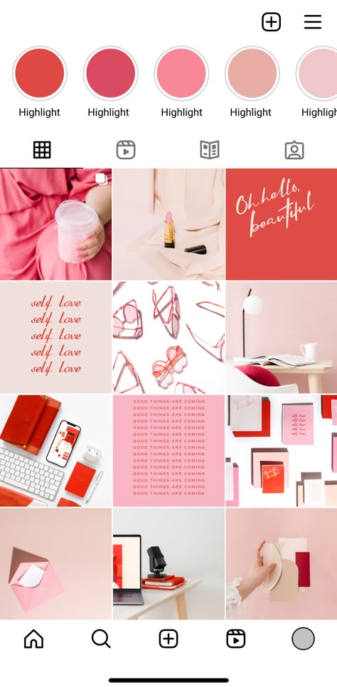 Pink Theme Instagram, Pink Instagram Theme, Red And Pink Aesthetic Vintage, Pink And Red Palette, Pink Ig Feed, Red And Pink Instagram Feed, Brand Instagram Feed Ideas, Pink Instagram Feed, Red Instagram Feed