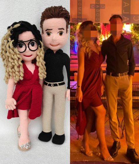 Crochet Human Doll, Jointed Crochet Doll Pattern, Crochet Doll On Scribd, Crochet Custom Doll, Best Gifts For Couples, Personalized Crochet, Couples Doll, Crochet Dancer Doll Amigurumi, Personalized Dolls