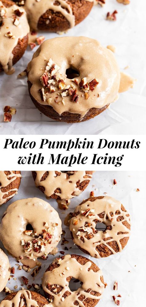 Paleo Pumpkin Recipes, Pumpkin Recipes Dinner, Maple Icing, Pumpkin Spice Donut, Pumpkin Coffee Cakes, Paleo Baking, Paleo Pumpkin, Gluten And Dairy Free, Maple Sugar