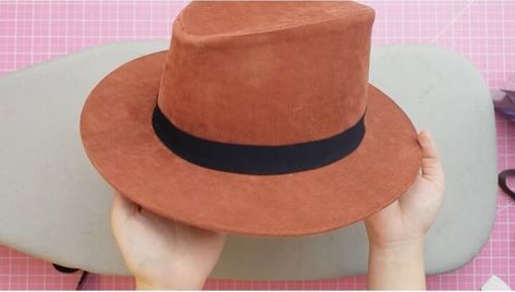 Diy Fedora Hat How To Make, Fedora Pattern, Fedora Hat Outfits, Hat Making Supplies, Fedora Hat Men, Sewing Machine Feet, Hat Patterns To Sew, Flat Hats, Diy Toddler